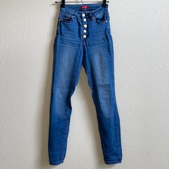 HH JEANS LOS ANGELES stretch 5 button high rise skinny jeans in women’s size 0 - Picture 2 of 10